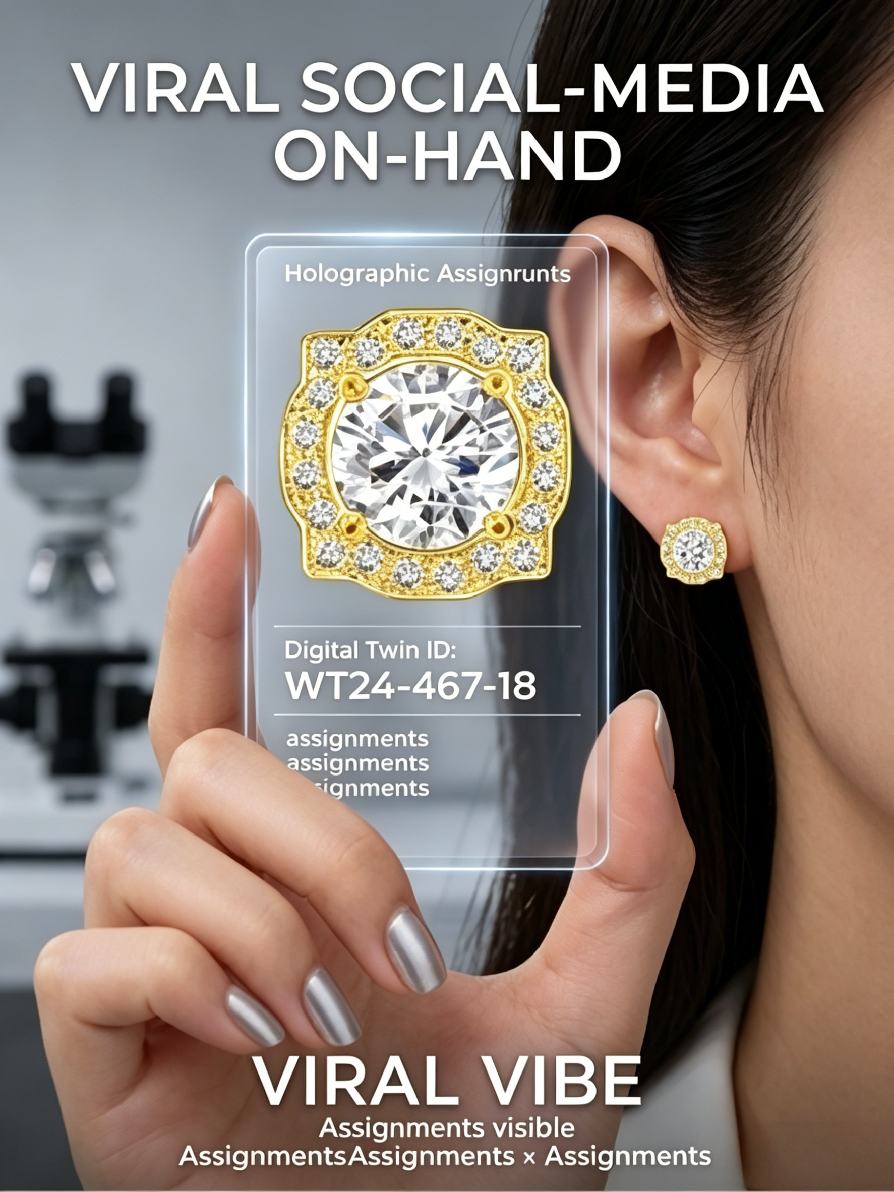 Moissanite heritage halo stud earring close-up — 1ct per ear, architectural geometric setting | TARA AYARH LUNE