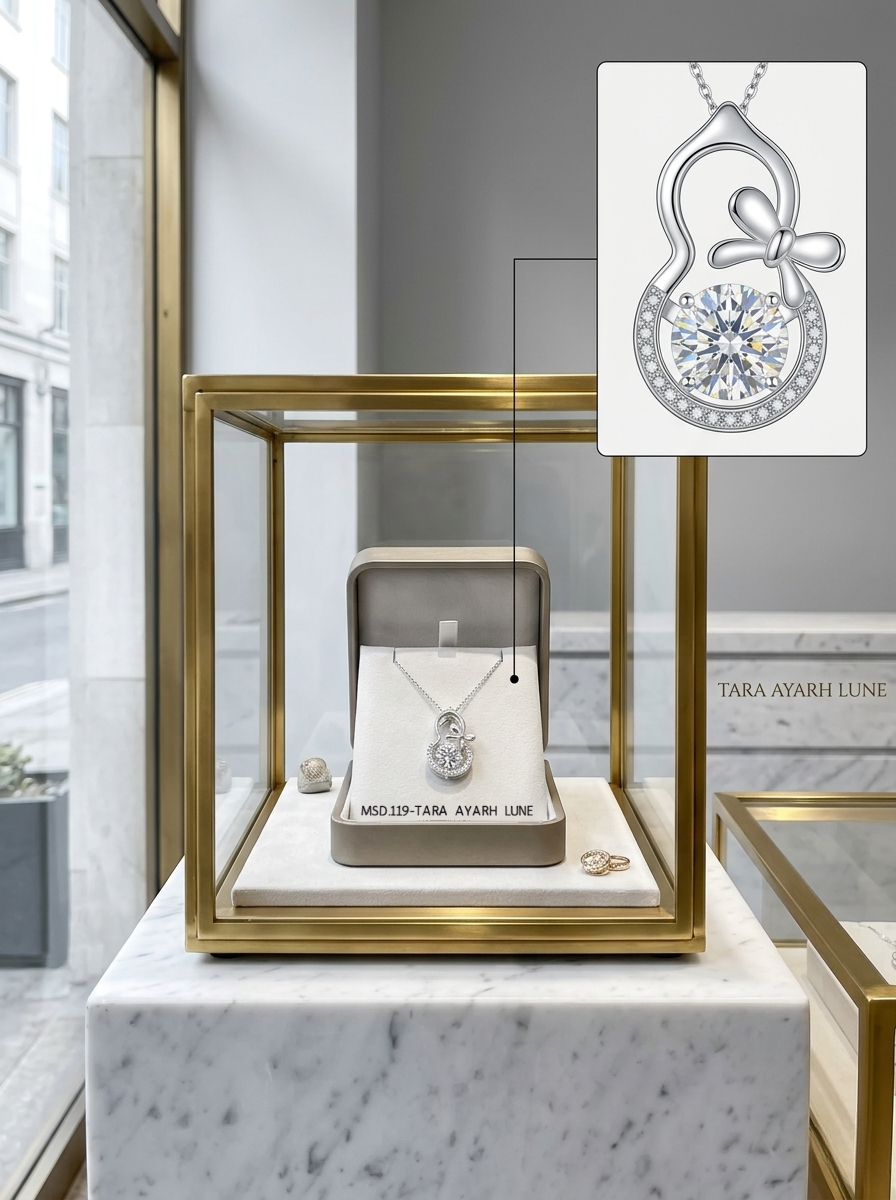 1ct Round-Cut Moissanite Kinetic Butterfly Pendant Necklace | Fluttering Arch | TARA AYARH LUNE