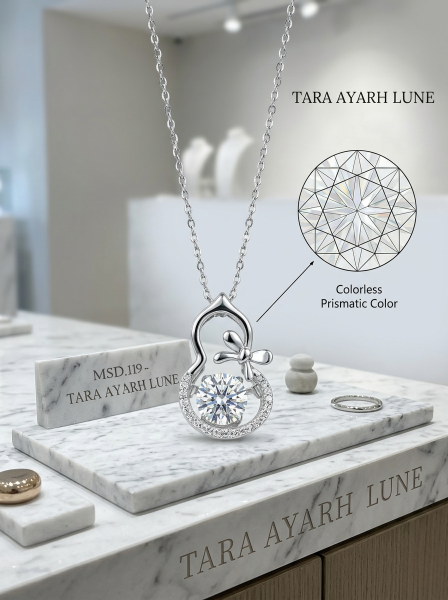1ct Round-Cut Moissanite Kinetic Butterfly Pendant Necklace | Fluttering Arch | TARA AYARH LUNE