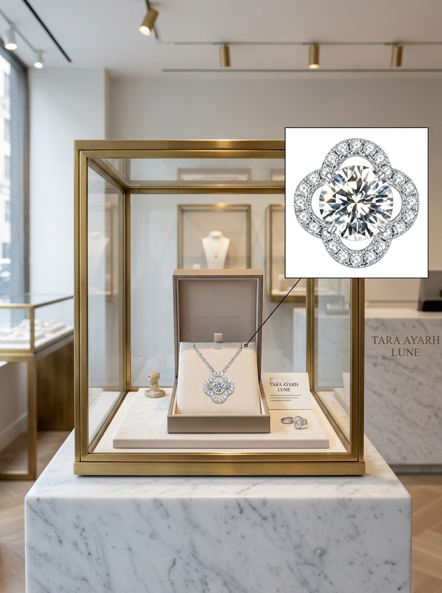 0.5ct Lab-Grown Moissanite Kinetic Clover Pendant | D-Color VVS1 | TARA AYARH LUNE
