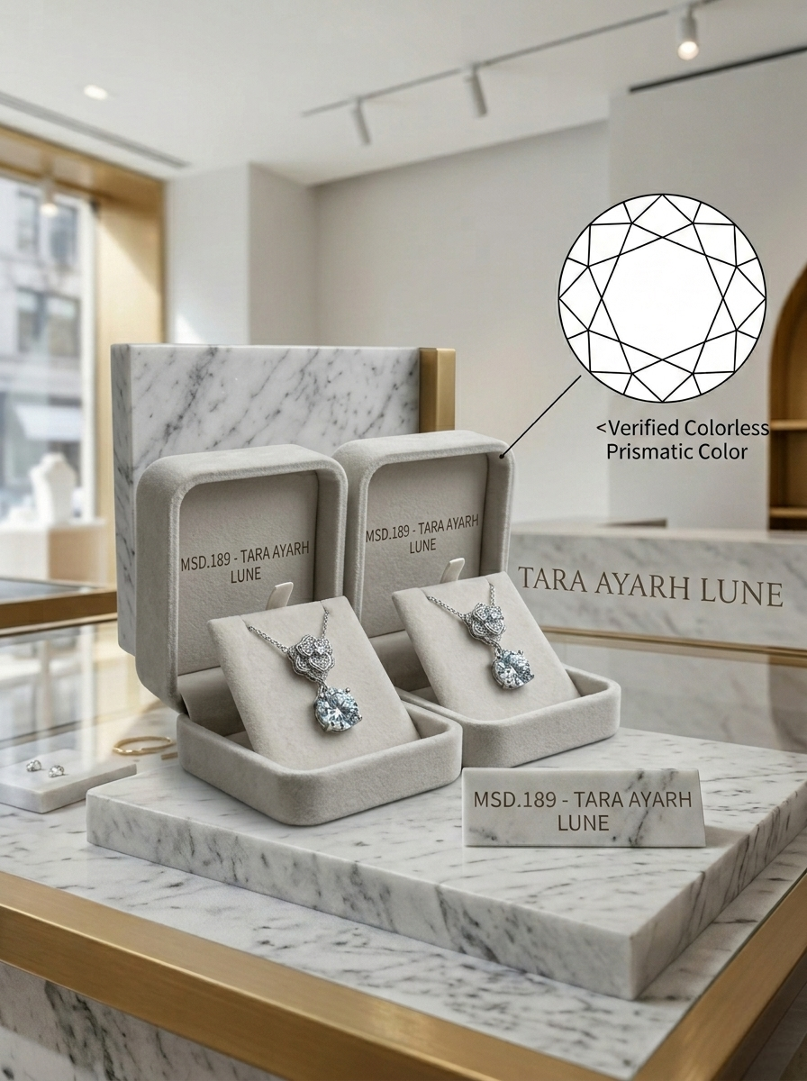 1ct Round-Cut Moissanite Lariat Droplet Pendant Necklace | Infinite Pavé Knot | TARA AYARH LUNE