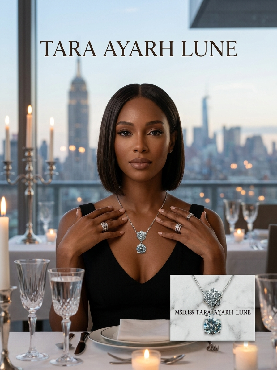 1ct Round-Cut Moissanite Lariat Droplet Pendant Necklace | Infinite Pavé Knot | TARA AYARH LUNE