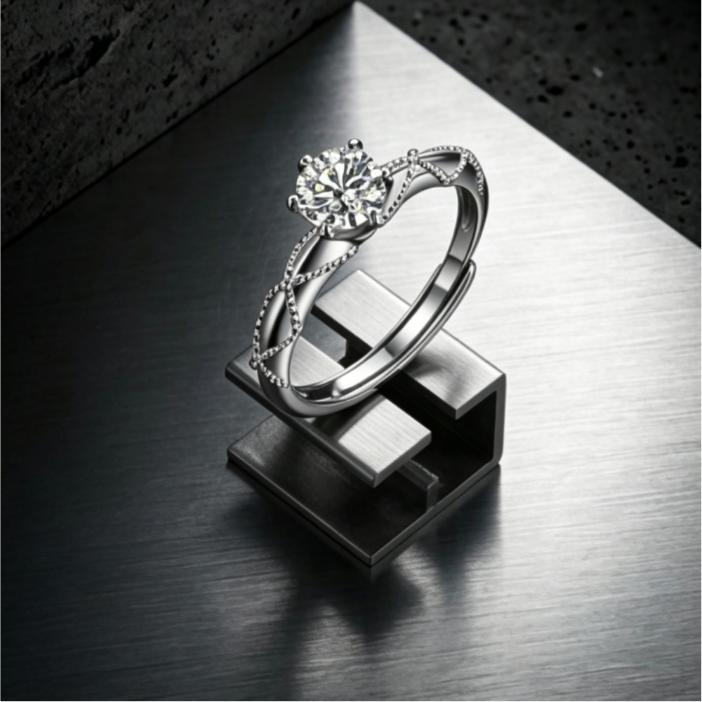 6.5mm round moissanite milgrain vine nature ring — 1ct D-color VVS1, ethereal floral setting | TARA AYARH LUNE