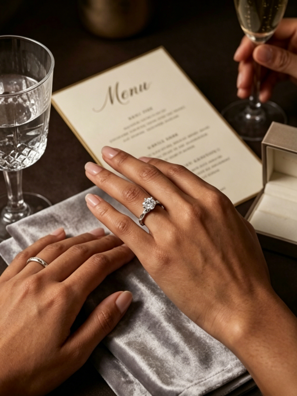Moissanite vine ring side view — entwined band with milgrain beading, micropavé accents | TARA AYARH LUNE
