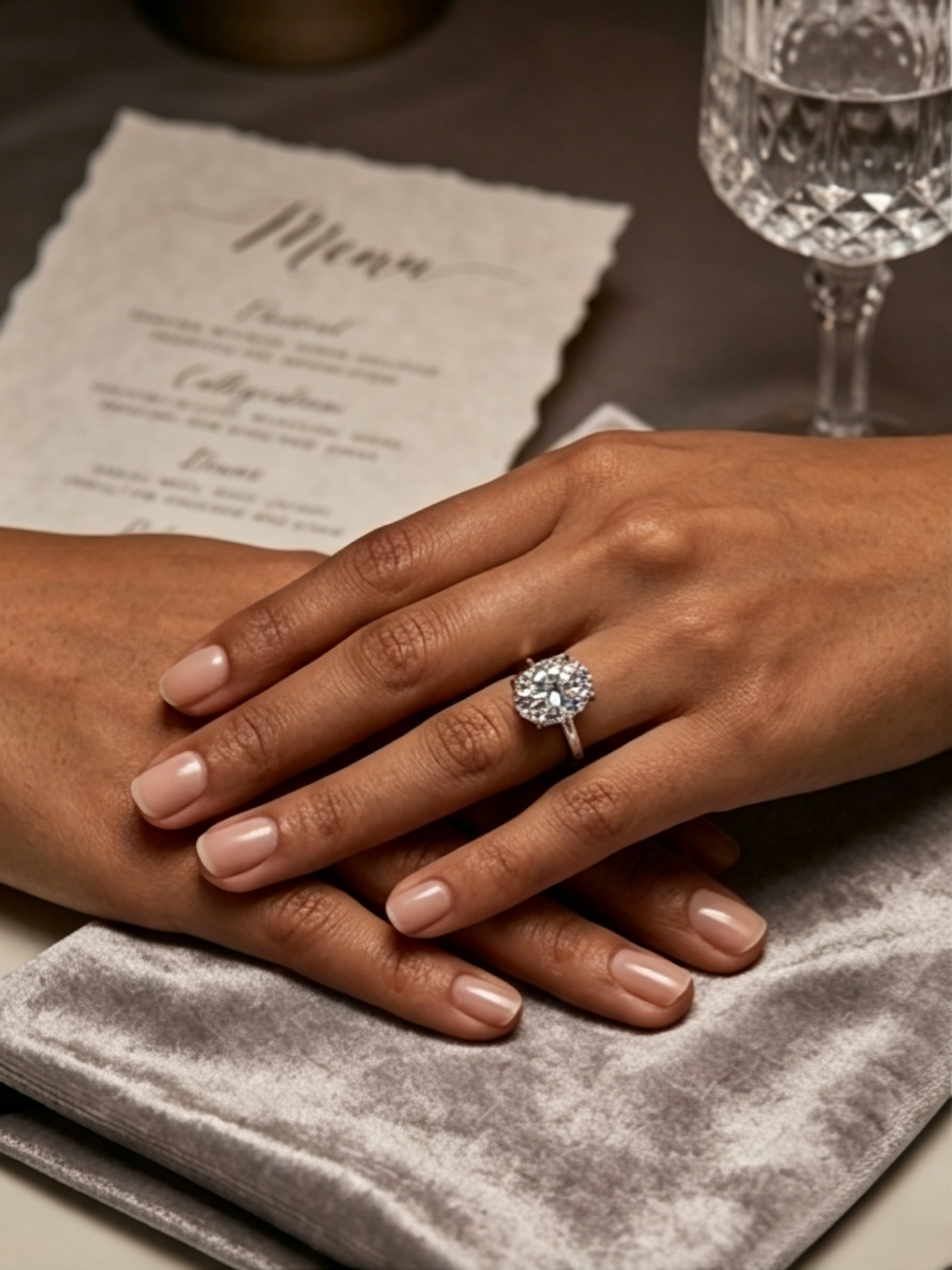 Oval moissanite solitaire ring side view — floating stone effect, slim comfort-fit band | TARA AYARH LUNE