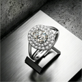 5x7mm oval moissanite double micropavé halo ring — 1ct D-color VVS1, majestic statement setting | TARA AYARH LUNE