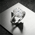 8x10mm 3ct oval moissanite micropavé halo ring — D-color VVS1, majestic statement setting | TARA AYARH LUNE