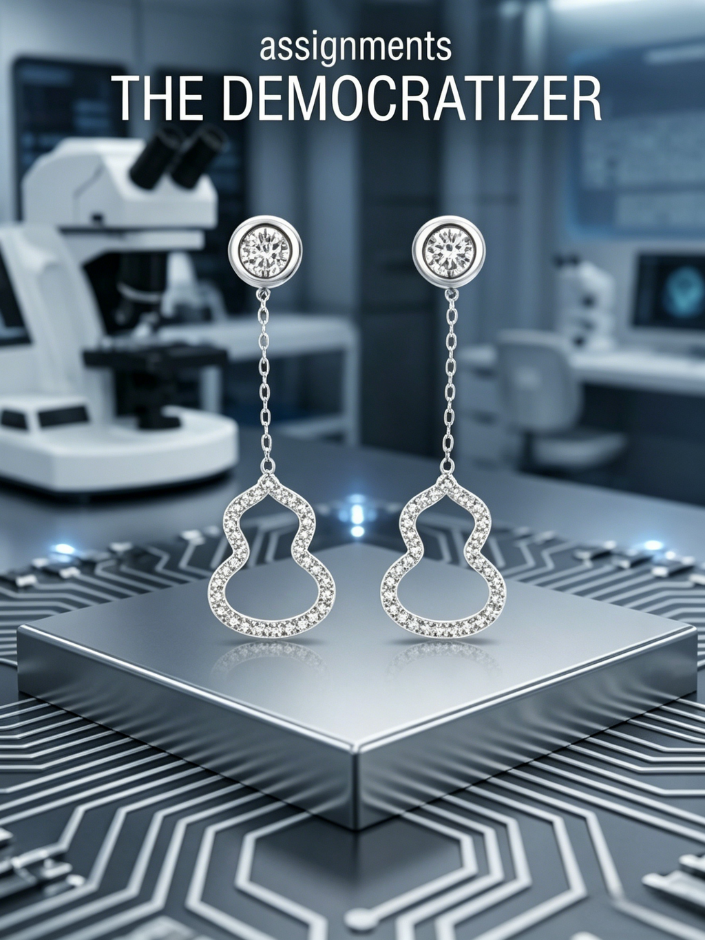 0.2ctw round moissanite pavé gourd drop earrings — kinetic chain, fluid geometry | TARA AYARH LUNE