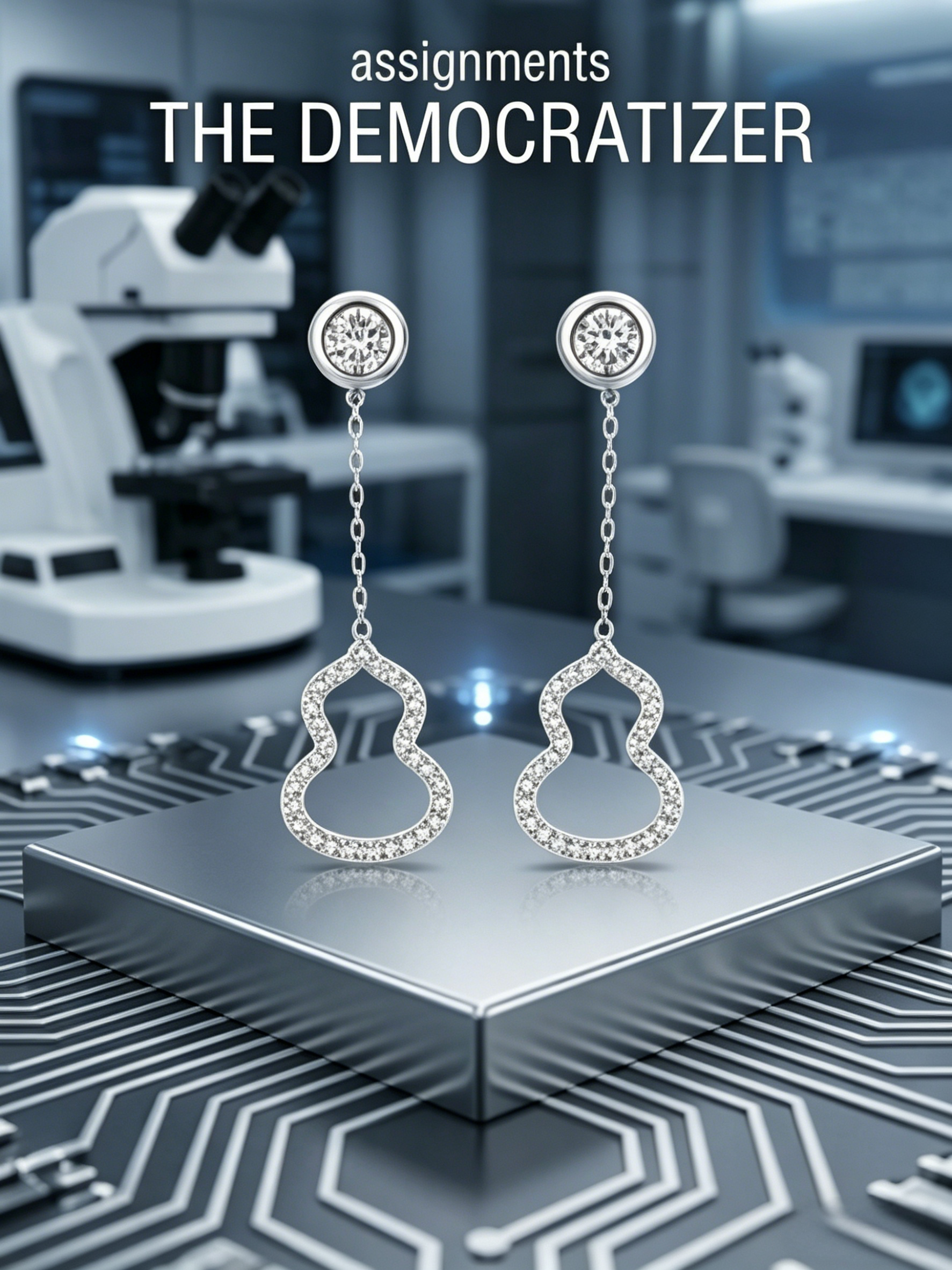 0.2ctw round moissanite pavé gourd drop earrings — kinetic chain, fluid geometry | TARA AYARH LUNE