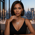 1ct Round-Cut Moissanite Pavé Open Heart Pendant Necklace | Eternal Radiance | TARA AYARH LUNE