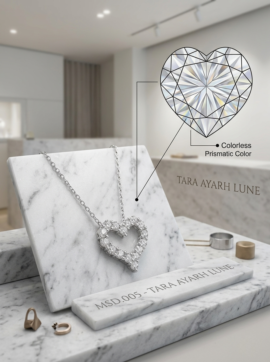 1ct Round-Cut Moissanite Pavé Open Heart Pendant Necklace | Eternal Radiance | TARA AYARH LUNE
