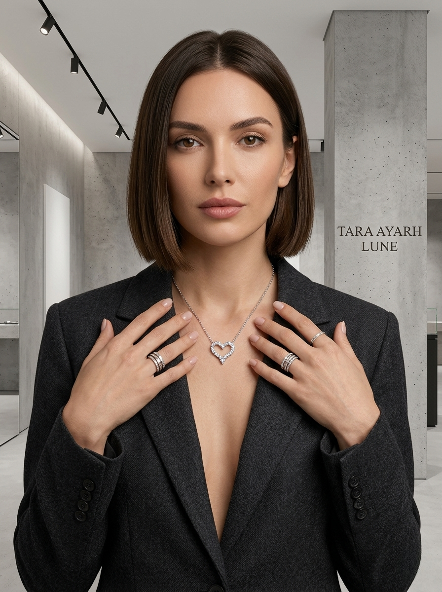1ct Round-Cut Moissanite Pavé Open Heart Pendant Necklace | Eternal Radiance | TARA AYARH LUNE