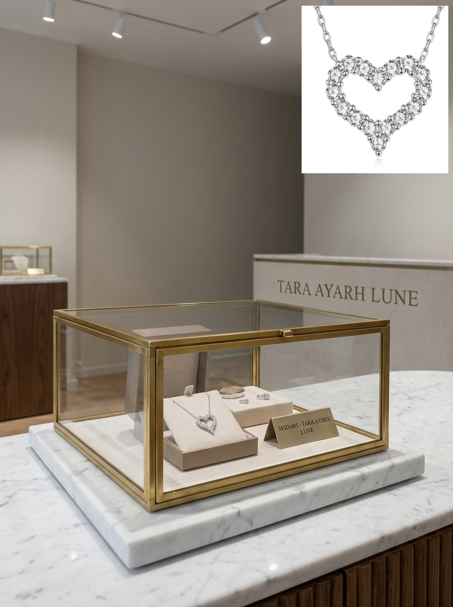 1ct Round-Cut Moissanite Pavé Open Heart Pendant Necklace | Eternal Radiance | TARA AYARH LUNE