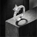 5.5mm princess-cut moissanite shared-prong pavé accent ring — 1ct D-color VVS1, modern setting | TARA AYARH LUNE
