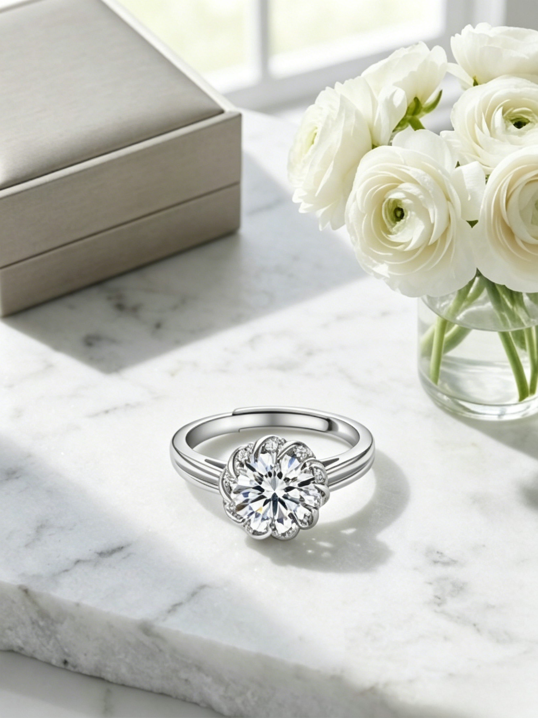 9mm Round-Cut Moissanite Spiraling Accent Statement Ring | Celestial Setting | TARA AYARH LUNE