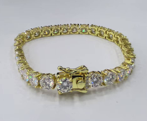 3mm moissanite tennis bracelet display — MSG.02WQ-3-6J, 6-inch gold | TARA AYARH LUNE