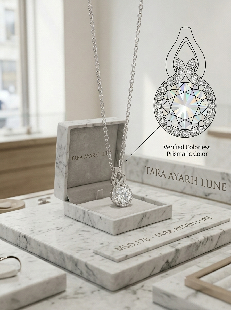 1ct Round-Cut Moissanite Y-Drop Pendant Necklace | Prosperity Infinity | TARA AYARH LUNE