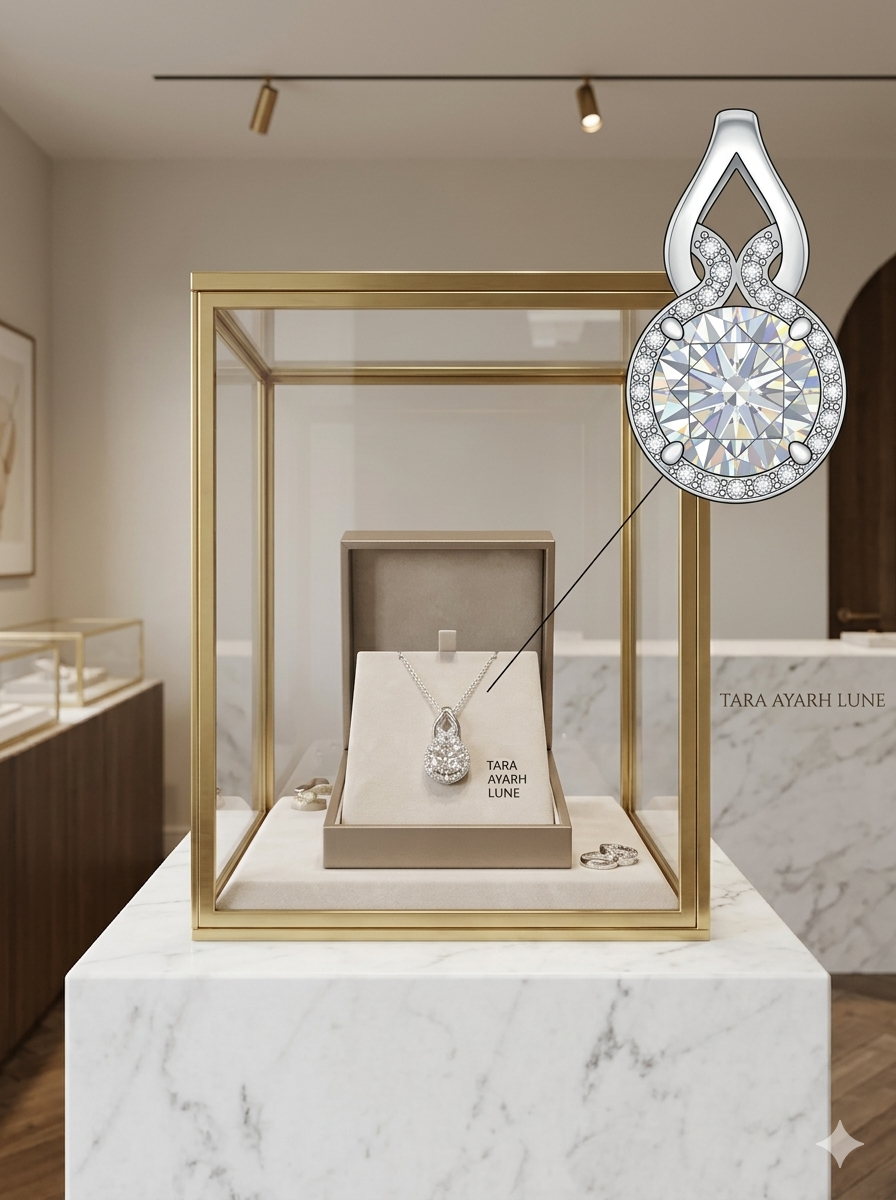1ct Round-Cut Moissanite Y-Drop Pendant Necklace | Prosperity Infinity | TARA AYARH LUNE