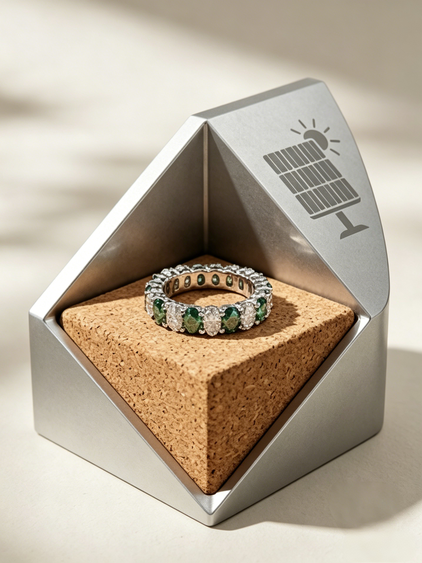 Oval moissanite eternity band on hand — color gradient, platinum-plated S925 silver | TARA AYARH LUNE