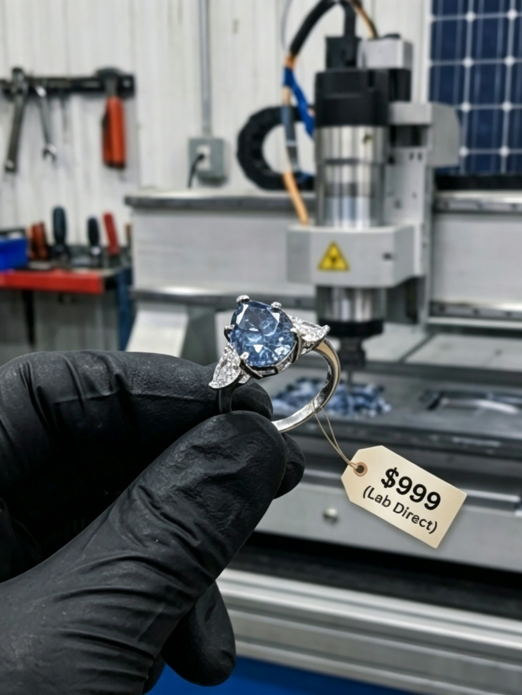 6ct deep-sea blue moissanite pear ring — VVS1 clarity, conflict-free lab-grown | TARA AYARH LUNE