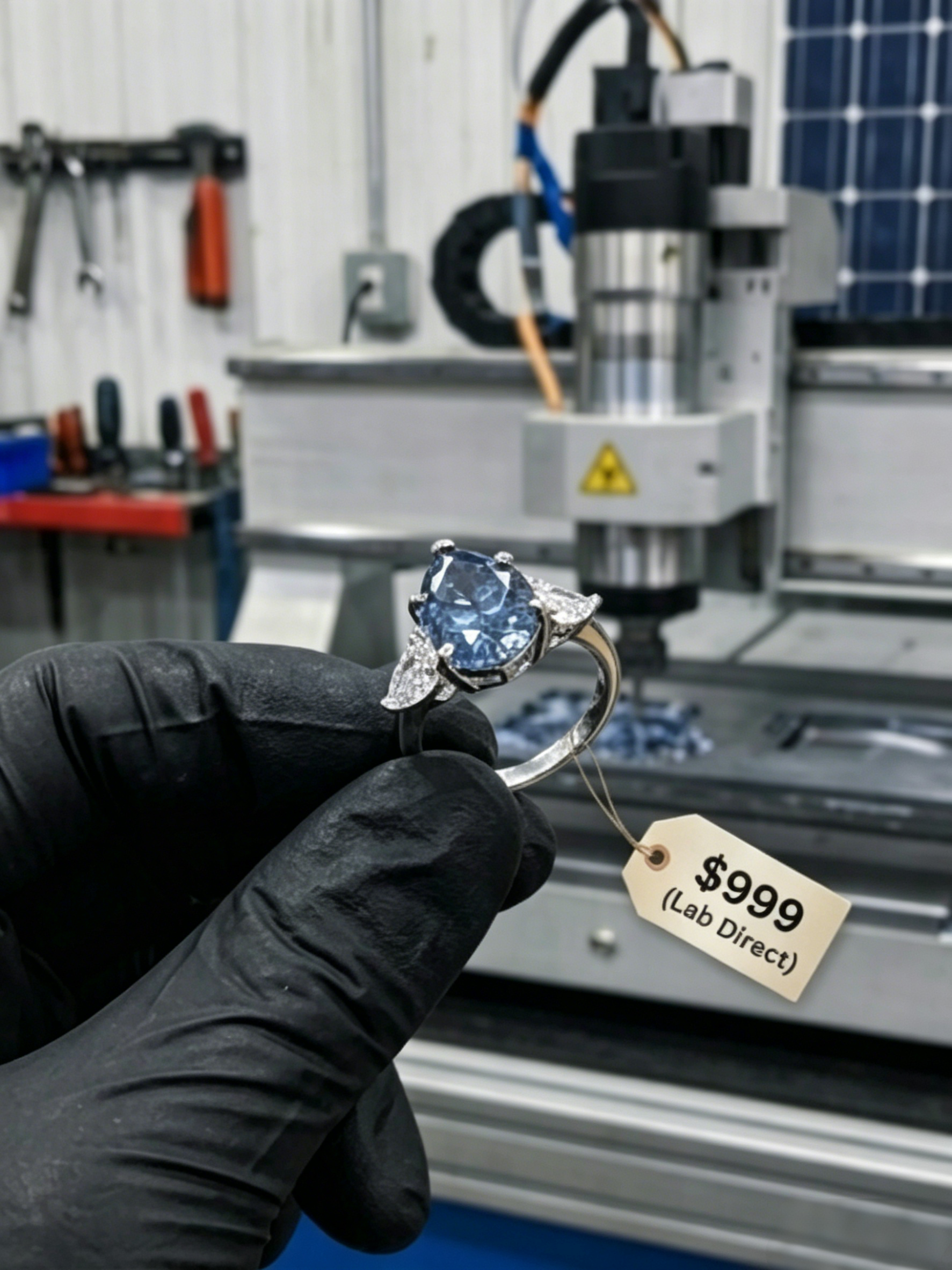 6ct deep-sea blue moissanite pear ring — VVS1 clarity, conflict-free lab-grown | TARA AYARH LUNE