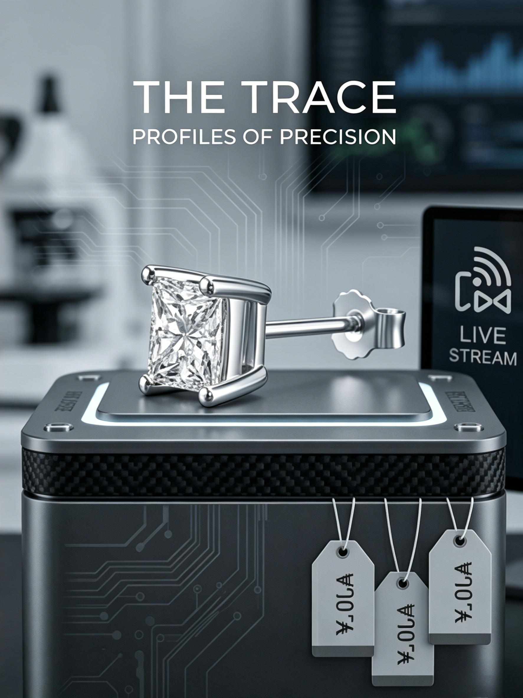Princess-cut moissanite stud earrings on model — 1ct per ear, S925 sterling silver | TARA AYARH LUNE