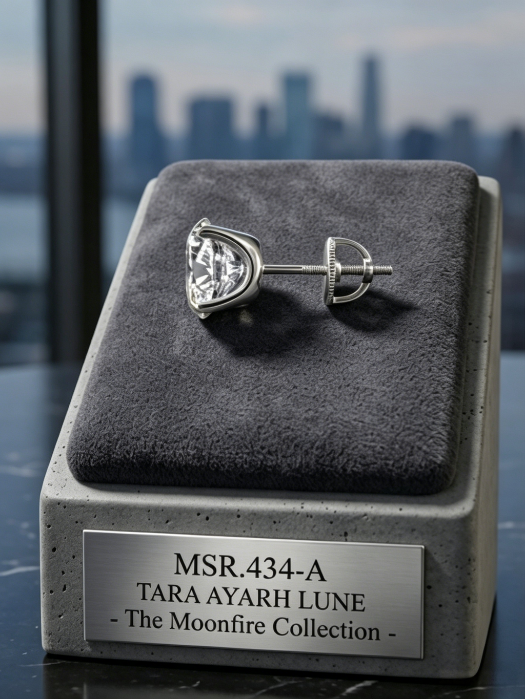 Round moissanite stud earrings in gift box — classic silver, MSE.434 series | TARA AYARH LUNE
