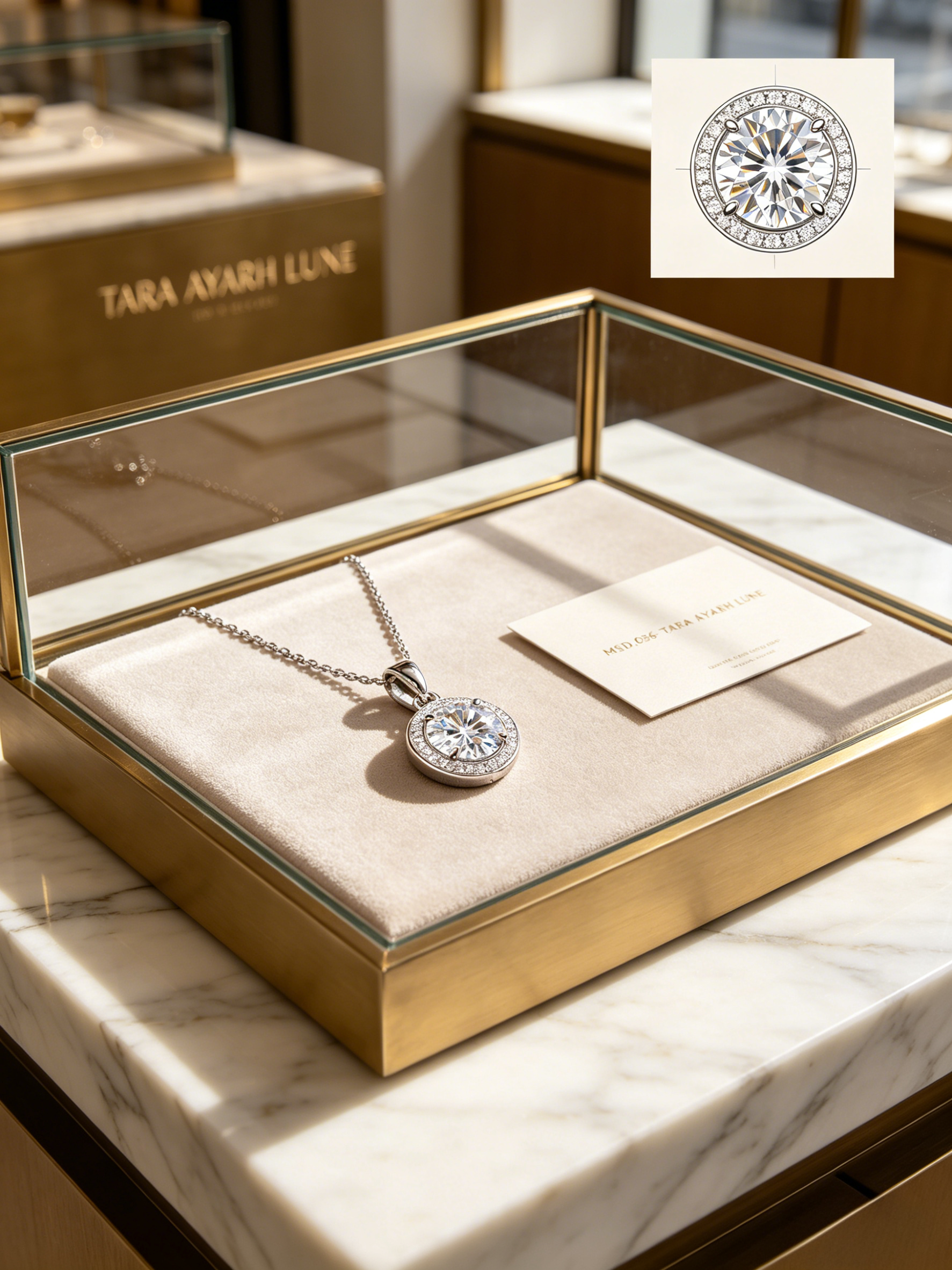 1ct Round-Cut Moissanite Bezel Solitaire Pendant Necklace | Orbital Minimalist | TARA AYARH LUNE