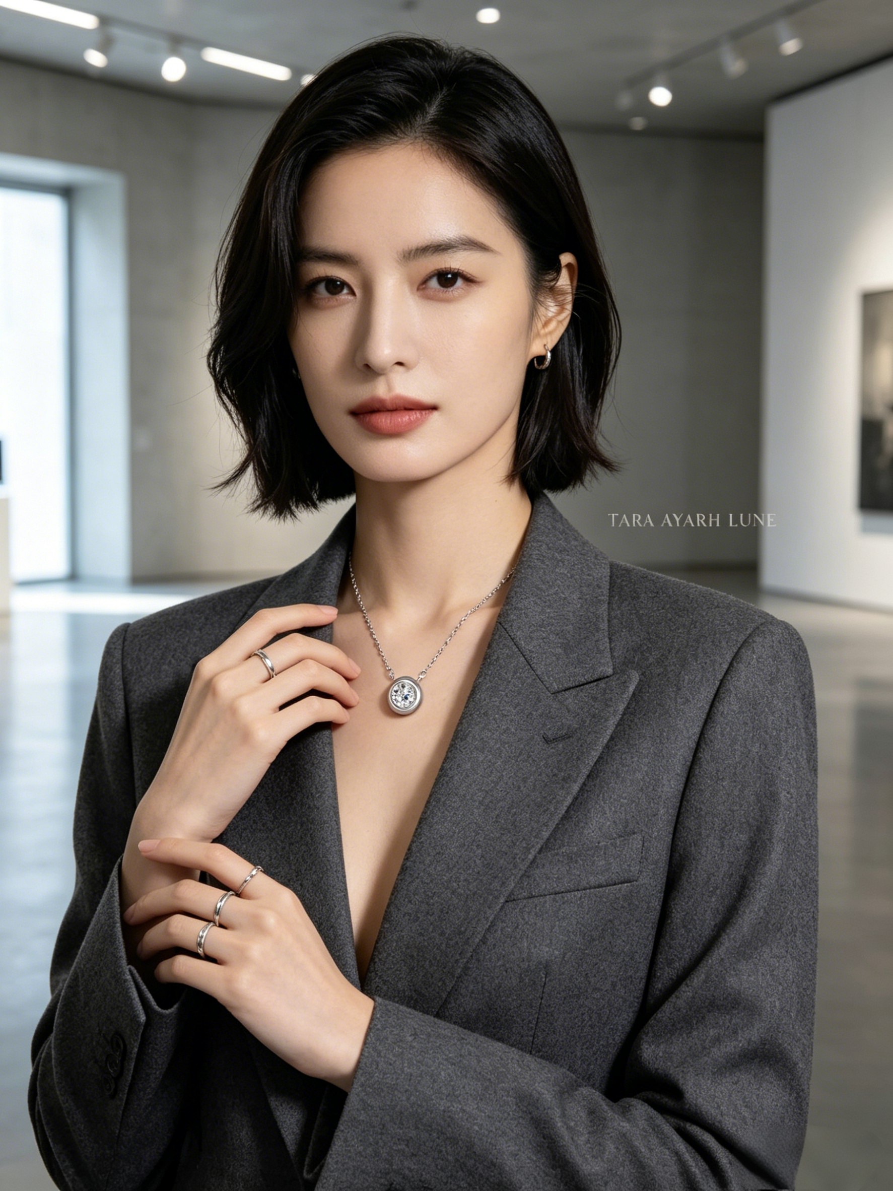 1ct Round-Cut Moissanite Bezel Solitaire Pendant Necklace | Orbital Minimalist | TARA AYARH LUNE