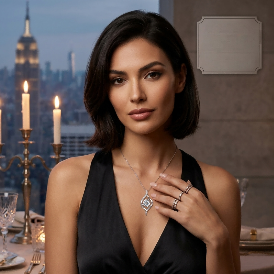 1ct Round-Cut Moissanite S-Curve Pendant Necklace | Eternal Flow | TARA AYARH LUNE