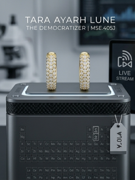 Moissanite huggie hoop earrings on display — triple-row pavé, click-lock closure | TARA AYARH LUNE