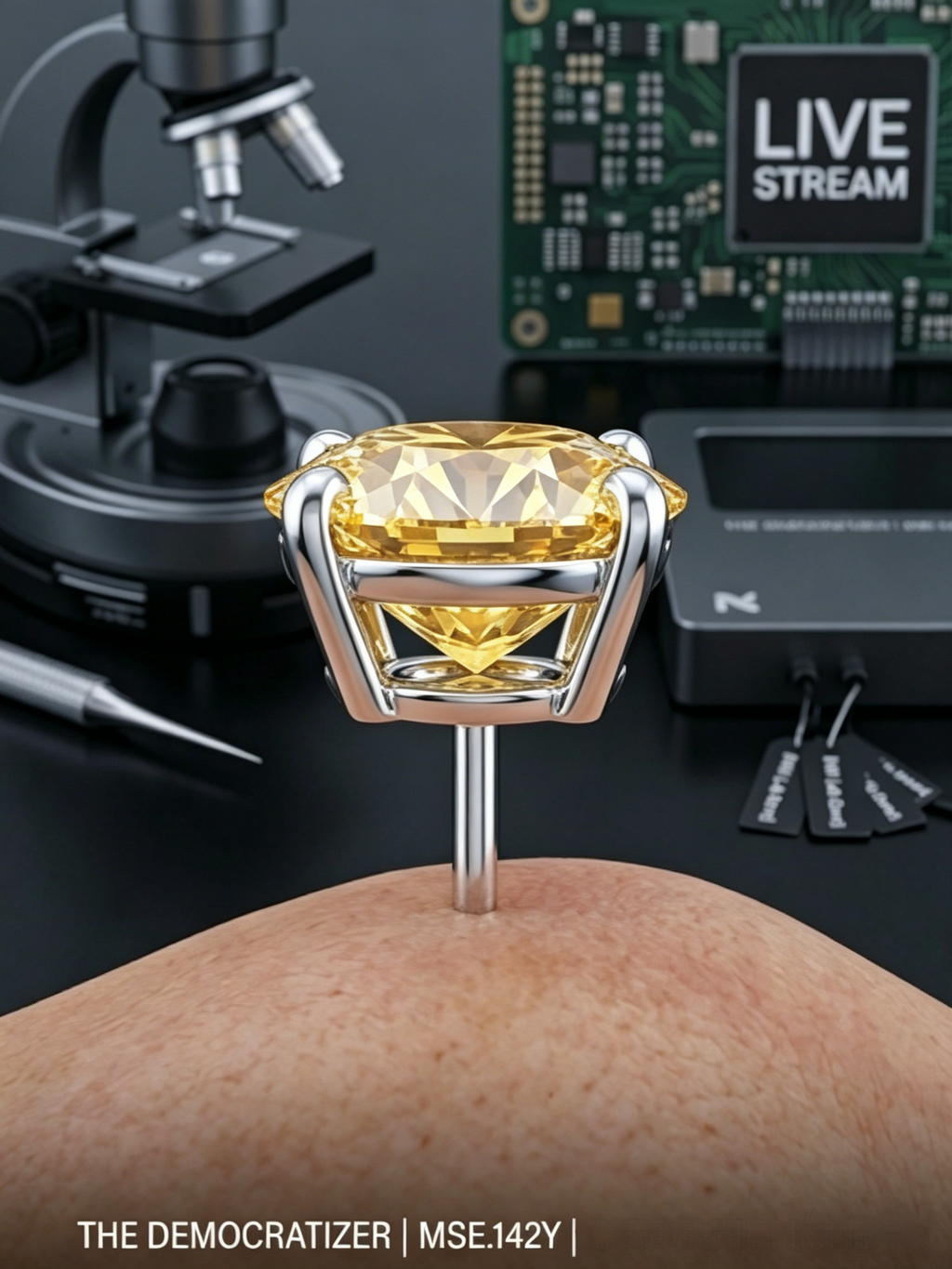 Canary yellow Asscher moissanite stud earrings on model — 2ctw, rhodium-plated S925 silver | TARA AYARH LUNE